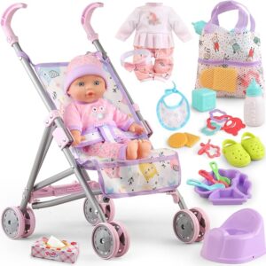 Baby Doll with Stroller Set