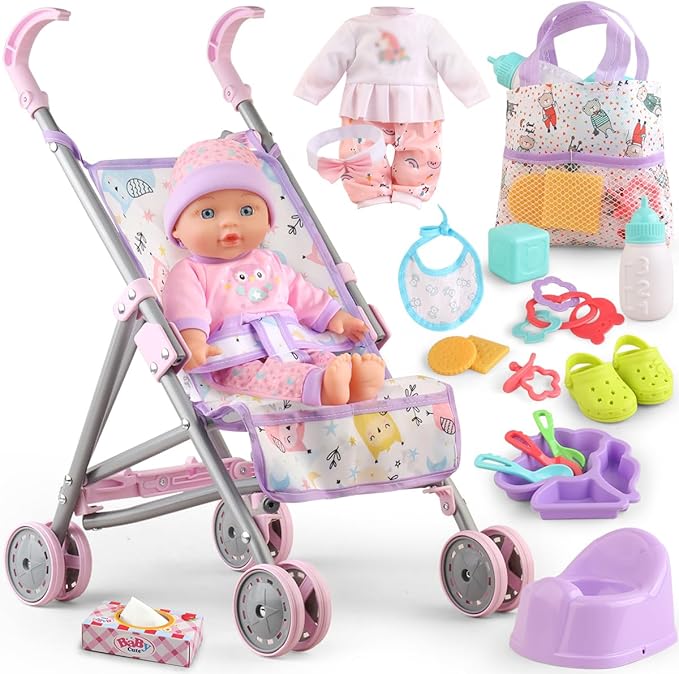 71h5MdAt42L._AC_SX679_ Baby Doll with Stroller Set